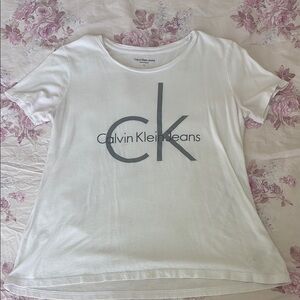 Calvin Klein White Tee with Gray Logo